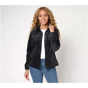 Belle by Kim Gravel Bellour Jean Jacket Black 1X A708469